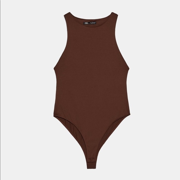 ZARA BNWT Brown Halterneck Bodysuit - Picture 8 of 10